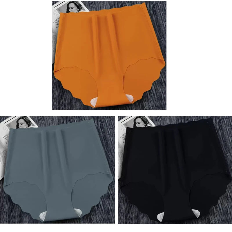 Ultrathin Panties Women - Plus Size Ice Silk High Waist Seamless Briefs - ZOOMNSTORE