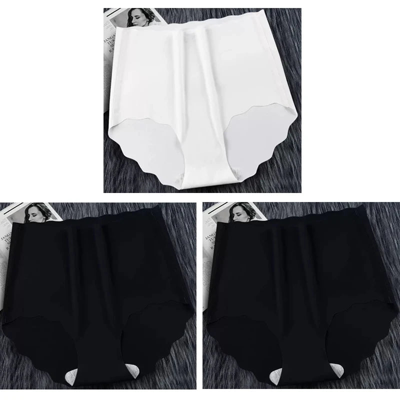 Ultrathin Panties Women - Plus Size Ice Silk High Waist Seamless Briefs - ZOOMNSTORE