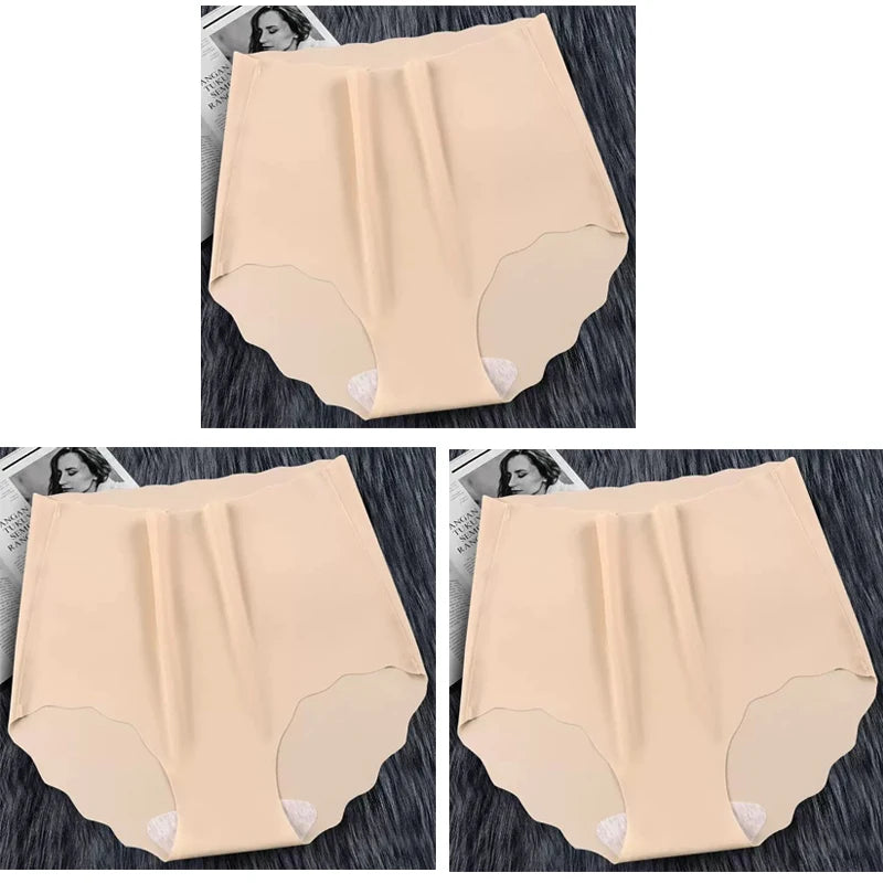 Ultrathin Panties Women - Plus Size Ice Silk High Waist Seamless Briefs - ZOOMNSTORE