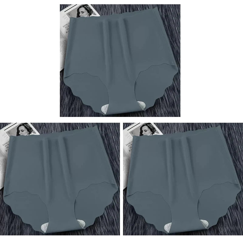 Ultrathin Panties Women - Plus Size Ice Silk High Waist Seamless Briefs - ZOOMNSTORE