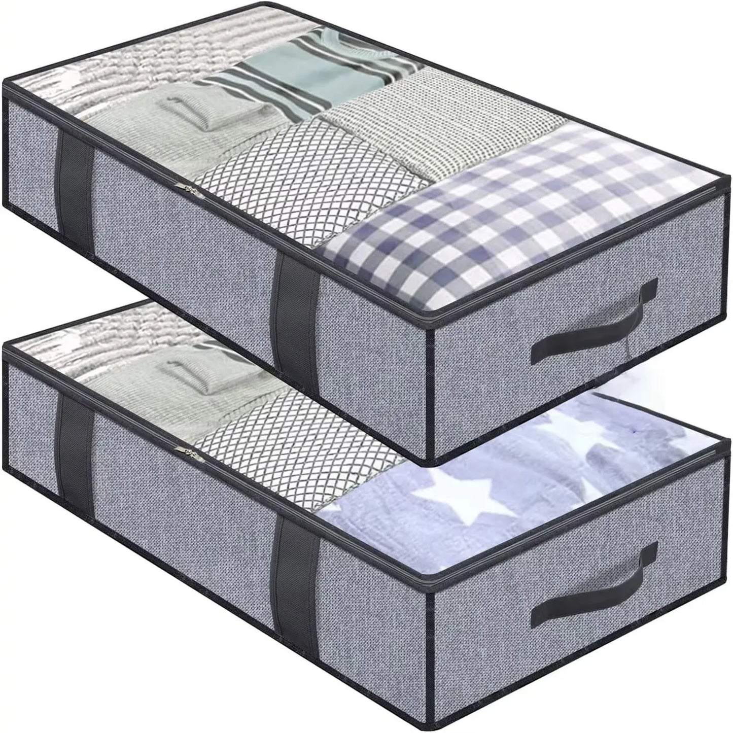 Under Bed Storage Bag – Foldable Quilt Organizer with Reinforced Handles, 2pcs - ZOOMNSTORE