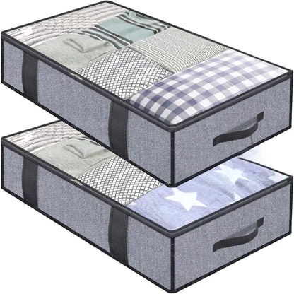 Under Bed Storage Bag – Foldable Quilt Organizer with Reinforced Handles, 2pcs - ZOOMNSTORE