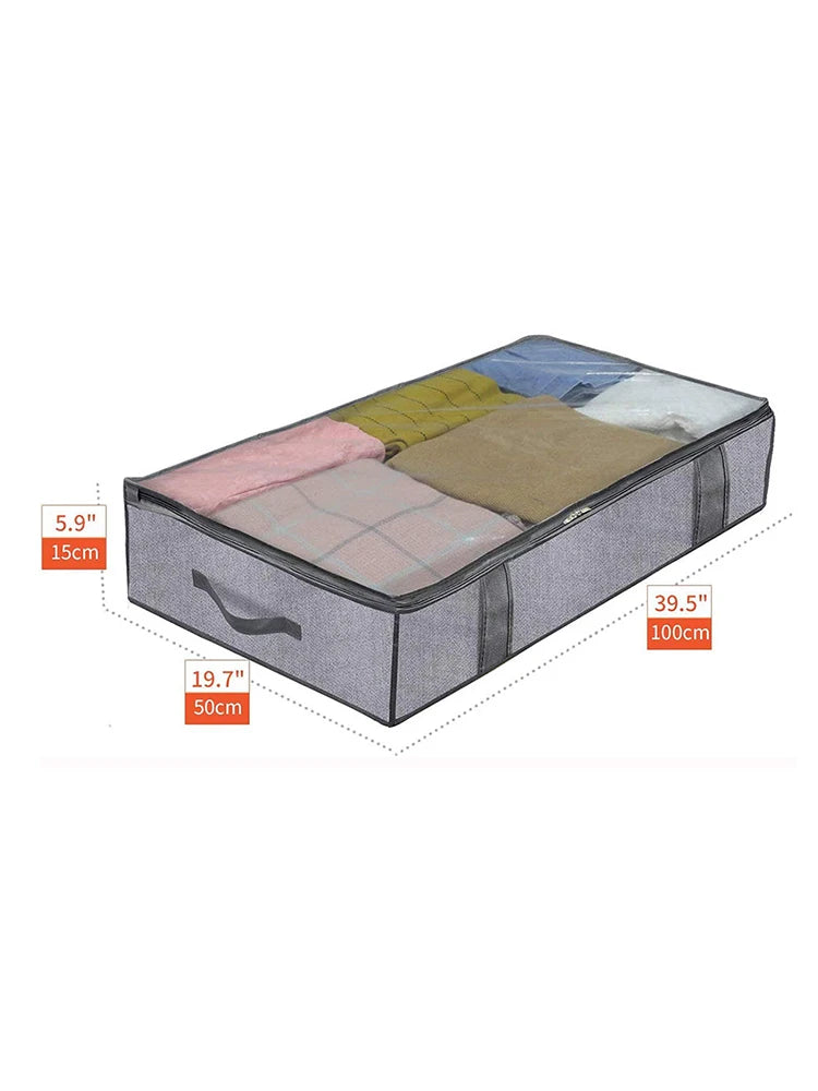 Under Bed Storage Bag – Foldable Quilt Organizer with Reinforced Handles, 2pcs - ZOOMNSTORE