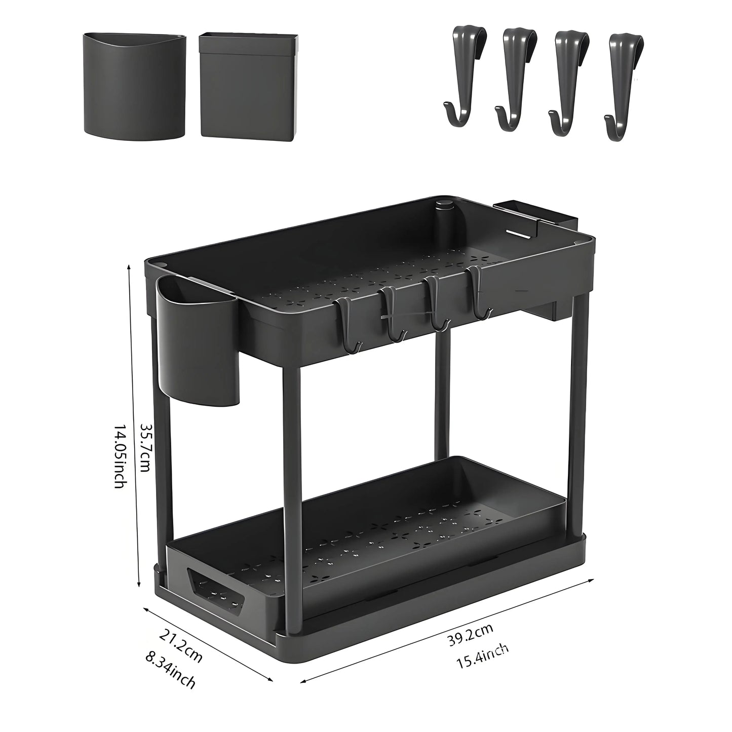 Under Sink Shelves - 2-Pack Adjustable Steel Organizer | Rustproof Epoxy Coated Storage - ZOOMNSTORE