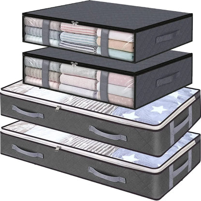 Underbed Storage Bag Foldable Storage With Clear Window | Large Capacity Organizer & Handles - ZOOMNSTORE
