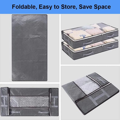 Underbed Storage Bag Foldable Storage With Clear Window | Large Capacity Organizer & Handles - ZOOMNSTORE