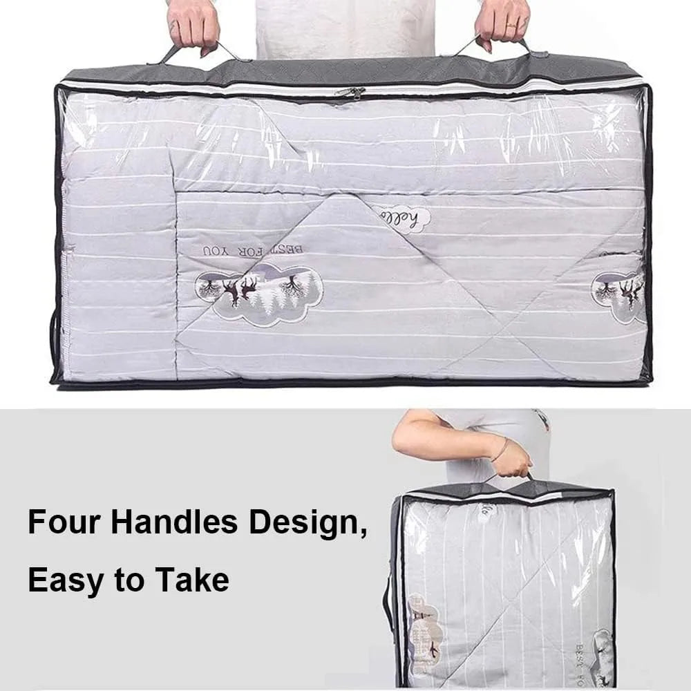 Underbed Storage Bag Foldable Storage With Clear Window | Large Capacity Organizer & Handles - ZOOMNSTORE