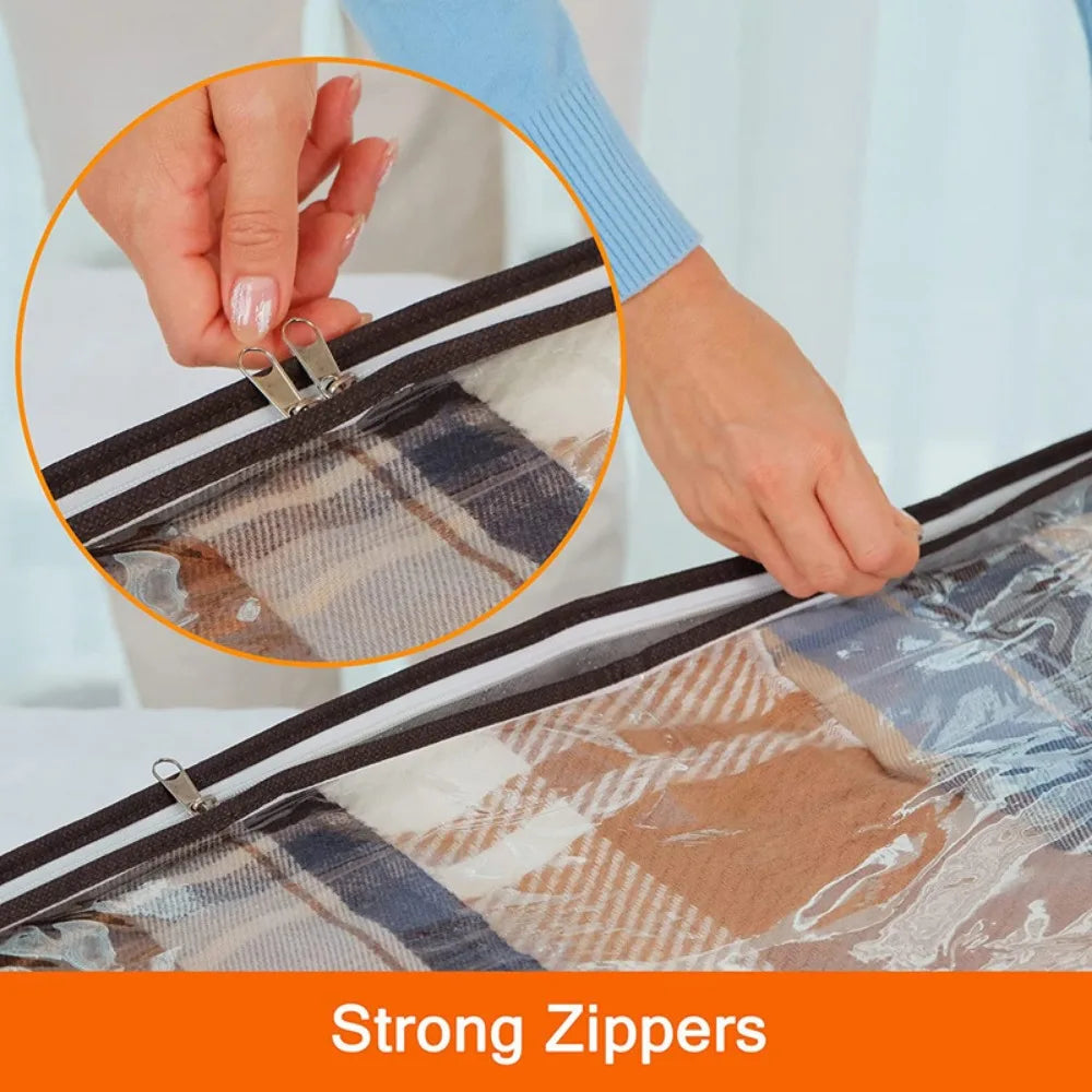 Underbed Storage Bag Foldable Storage With Clear Window | Large Capacity Organizer & Handles - ZOOMNSTORE