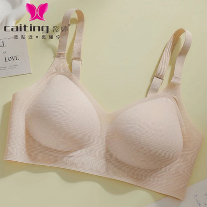 Underwire Bra - Seamless V-Neck Gathering Support, Comfortable Women's Lingerie - ZOOMNSTORE