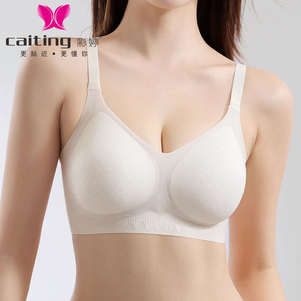 Underwire Bra - Seamless V-Neck Gathering Support, Comfortable Women's Lingerie - ZOOMNSTORE