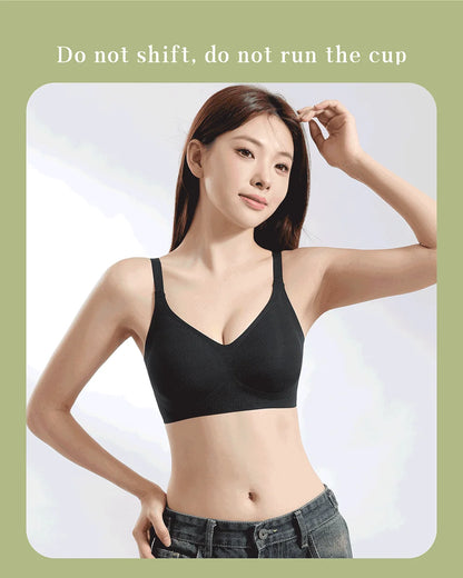 Underwire Bra - Seamless V-Neck Gathering Support, Comfortable Women's Lingerie - ZOOMNSTORE