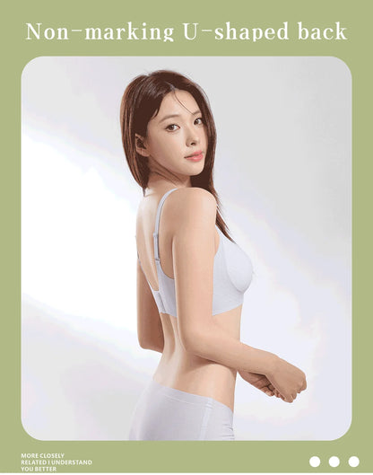 Underwire Bra - Seamless V-Neck Gathering Support, Comfortable Women's Lingerie - ZOOMNSTORE