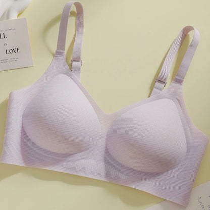 Underwire Bra - Seamless V-Neck Gathering Support, Comfortable Women's Lingerie - ZOOMNSTORE