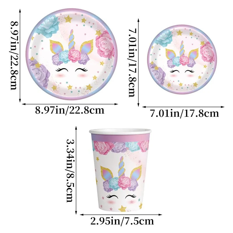 Unicorn Birthday Party Supplies - Disposable Cups Plates Napkins Decorations for Girls - ZOOMNSTORE