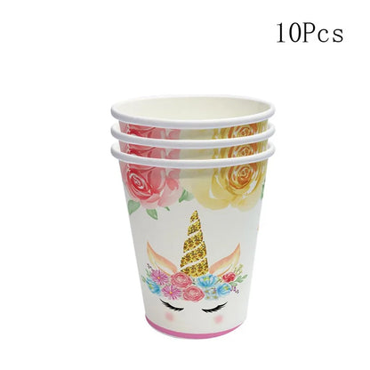 Unicorn Birthday Party Supplies - Disposable Cups Plates Napkins Decorations for Girls - ZOOMNSTORE