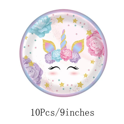 Unicorn Birthday Party Supplies - Disposable Cups Plates Napkins Decorations for Girls - ZOOMNSTORE