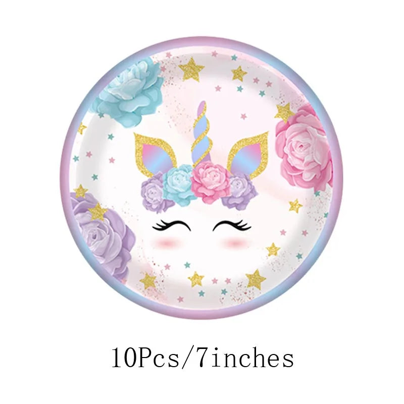 Unicorn Birthday Party Supplies - Disposable Cups Plates Napkins Decorations for Girls - ZOOMNSTORE