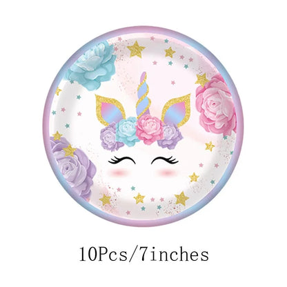 Unicorn Birthday Party Supplies - Disposable Cups Plates Napkins Decorations for Girls - ZOOMNSTORE