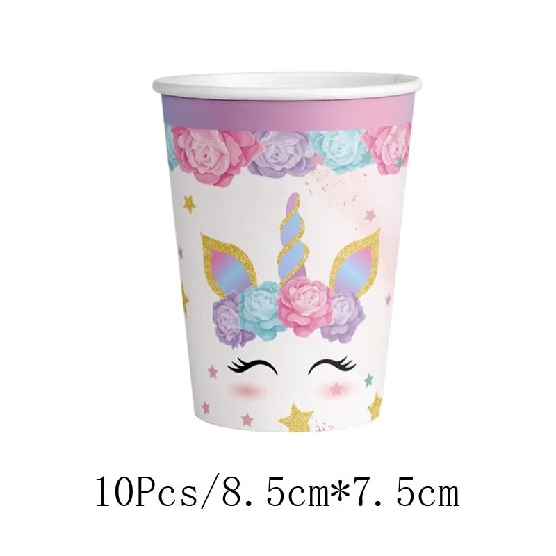 Unicorn Birthday Party Supplies - Disposable Cups Plates Napkins Decorations for Girls - ZOOMNSTORE