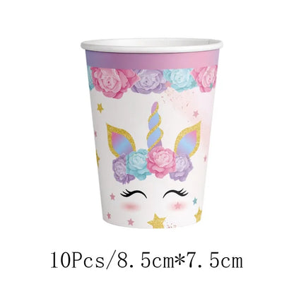 Unicorn Birthday Party Supplies - Disposable Cups Plates Napkins Decorations for Girls - ZOOMNSTORE