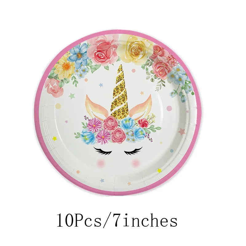 Unicorn Birthday Party Supplies - Disposable Cups Plates Napkins Decorations for Girls - ZOOMNSTORE