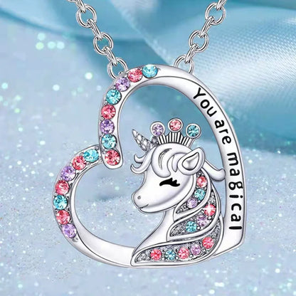Unicorn Initial Necklace - Magical Horse Pendant for Girls Birthday Gifts - ZOOMNSTORE