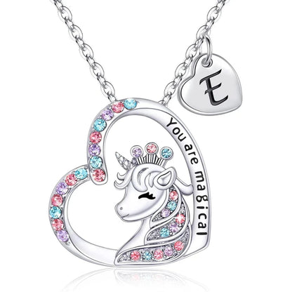 Unicorn Initial Necklace - Magical Horse Pendant for Girls Birthday Gifts - ZOOMNSTORE