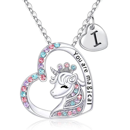 Unicorn Initial Necklace - Magical Horse Pendant for Girls Birthday Gifts - ZOOMNSTORE