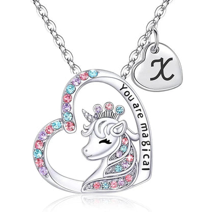 Unicorn Initial Necklace - Magical Horse Pendant for Girls Birthday Gifts - ZOOMNSTORE