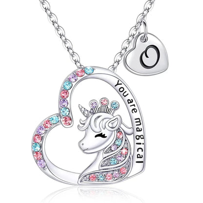 Unicorn Initial Necklace - Magical Horse Pendant for Girls Birthday Gifts - ZOOMNSTORE