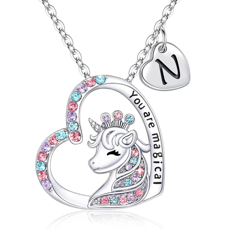 Unicorn Initial Necklace - Magical Horse Pendant for Girls Birthday Gifts - ZOOMNSTORE