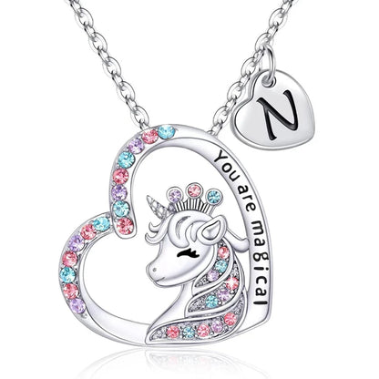 Unicorn Initial Necklace - Magical Horse Pendant for Girls Birthday Gifts - ZOOMNSTORE