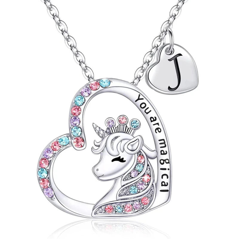 Unicorn Initial Necklace - Magical Horse Pendant for Girls Birthday Gifts - ZOOMNSTORE