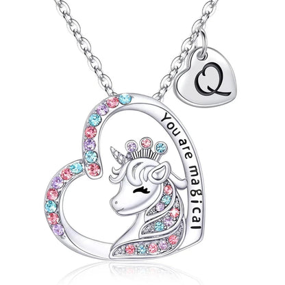 Unicorn Initial Necklace - Magical Horse Pendant for Girls Birthday Gifts - ZOOMNSTORE