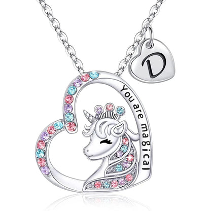 Unicorn Initial Necklace - Magical Horse Pendant for Girls Birthday Gifts - ZOOMNSTORE