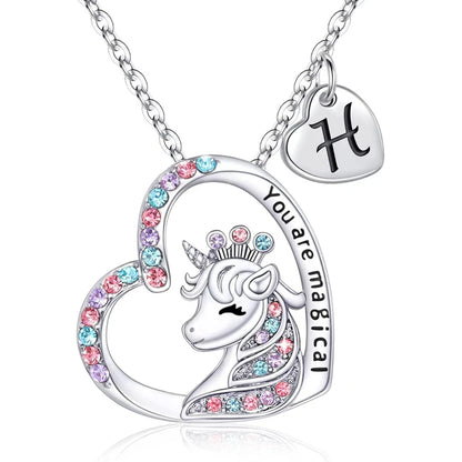 Unicorn Initial Necklace - Magical Horse Pendant for Girls Birthday Gifts - ZOOMNSTORE