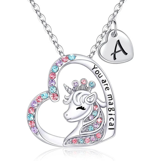 Unicorn Initial Necklace - Magical Horse Pendant for Girls Birthday Gifts - ZOOMNSTORE