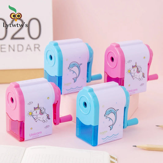 Lytwtw's Cute Unicorn Dolphin Mechanical Sharpener For Pencil School Office Supplies Creative Stationery Back To School - ZOOMNSTORE