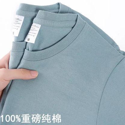 Unisex 100 Cotton Summer T-shirt - Solid Color O Neck Short Sleeve M-4XL - ZOOMNSTORE