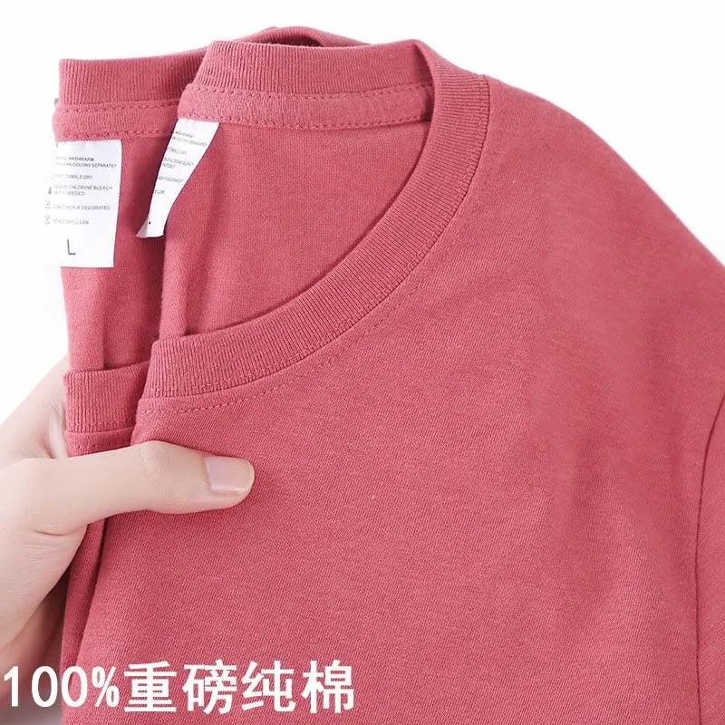 Unisex 100 Cotton Summer T-shirt - Solid Color O Neck Short Sleeve M-4XL - ZOOMNSTORE