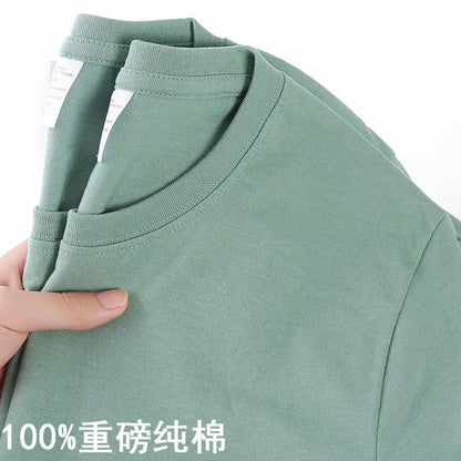 Unisex 100 Cotton Summer T-shirt - Solid Color O Neck Short Sleeve M-4XL - ZOOMNSTORE