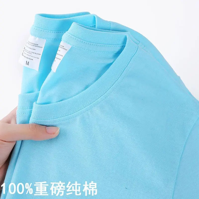 Unisex 100 Cotton Summer T-shirt - Solid Color O Neck Short Sleeve M-4XL - ZOOMNSTORE