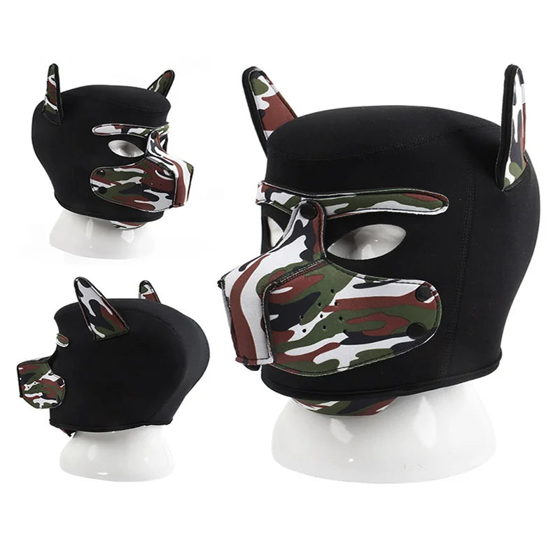 Fashion Unisex Sexy Costumes Latex Open Mouth Dog Headgear Halloween Pupply Play Party Couples Games Full Face Fetish Masks Hood - ZOOMNSTORE