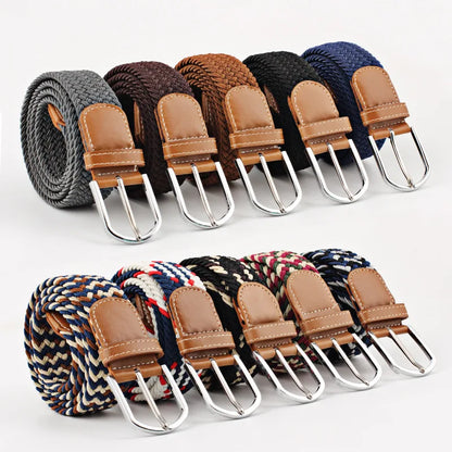 Unisex Stretch Jeans Belt - Casual Knitted Woven Canvas Pin Buckle - ZOOMNSTORE