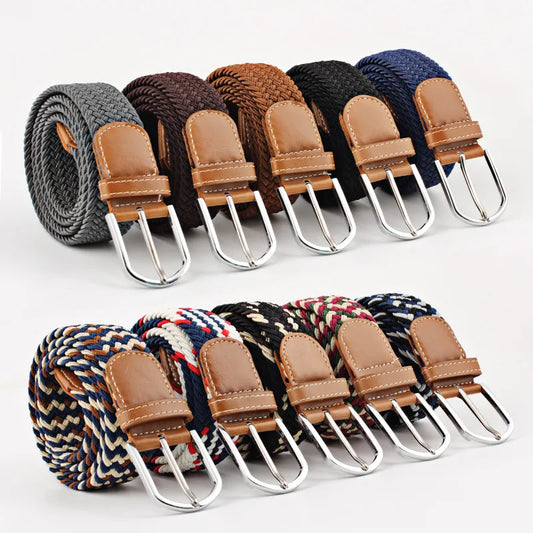 Unisex Stretch Jeans Belt - Casual Knitted Woven Canvas Pin Buckle - ZOOMNSTORE