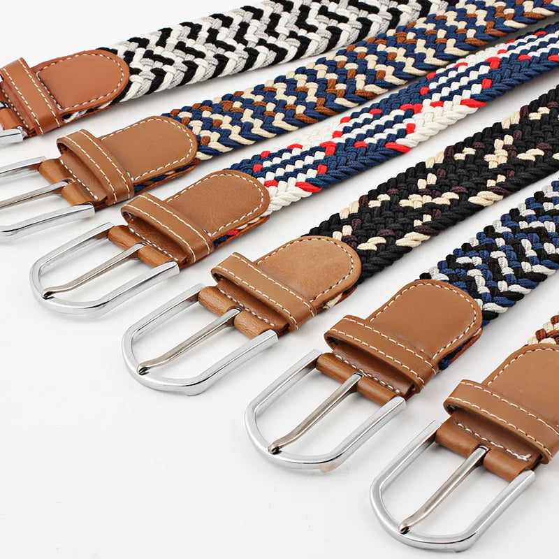 Unisex Stretch Jeans Belt - Casual Knitted Woven Canvas Pin Buckle - ZOOMNSTORE