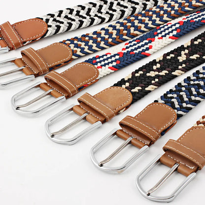 Unisex Stretch Jeans Belt - Casual Knitted Woven Canvas Pin Buckle - ZOOMNSTORE
