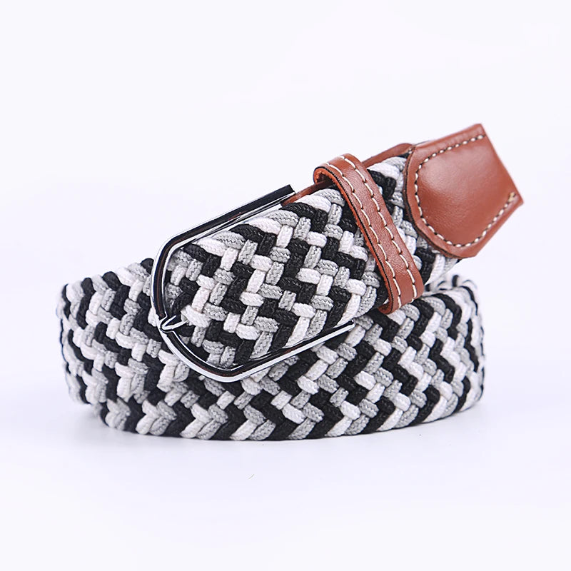 Unisex Stretch Jeans Belt - Casual Knitted Woven Canvas Pin Buckle - ZOOMNSTORE