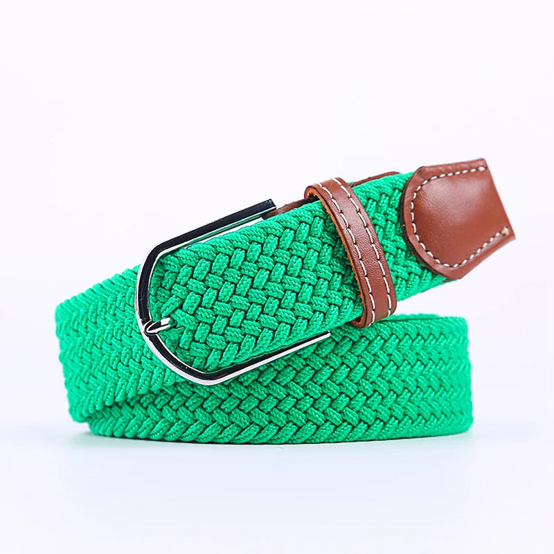 Unisex Stretch Jeans Belt - Casual Knitted Woven Canvas Pin Buckle - ZOOMNSTORE