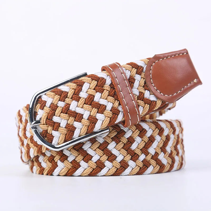 Unisex Stretch Jeans Belt - Casual Knitted Woven Canvas Pin Buckle - ZOOMNSTORE